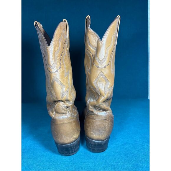 Lucchese 3145 Handmade Western Cowboy Boots Brown Tan Leather Men’s Size 10 D US main image 6
